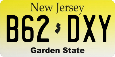 NJ license plate B62DXY