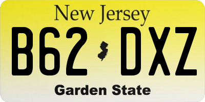 NJ license plate B62DXZ