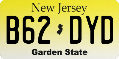 NJ license plate B62DYD