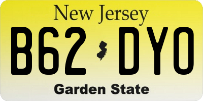 NJ license plate B62DYO