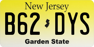 NJ license plate B62DYS