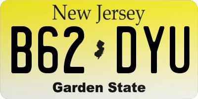 NJ license plate B62DYU