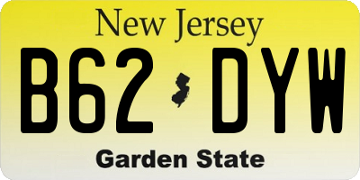 NJ license plate B62DYW