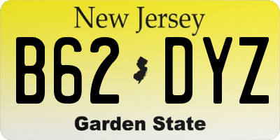 NJ license plate B62DYZ
