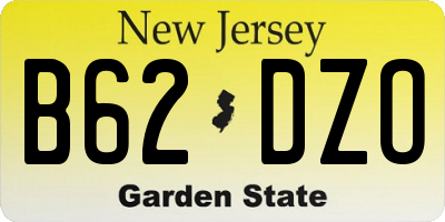 NJ license plate B62DZO