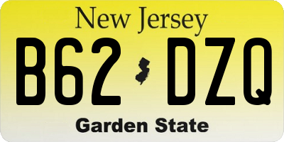 NJ license plate B62DZQ