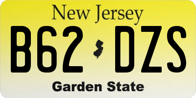 NJ license plate B62DZS