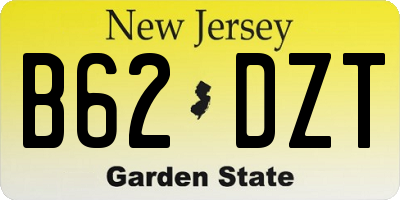 NJ license plate B62DZT