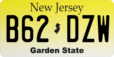 NJ license plate B62DZW