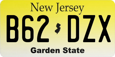 NJ license plate B62DZX