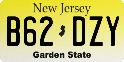 NJ license plate B62DZY
