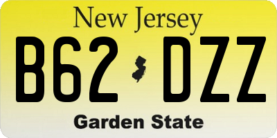 NJ license plate B62DZZ