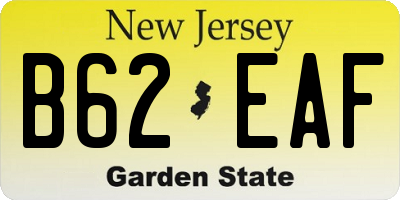NJ license plate B62EAF
