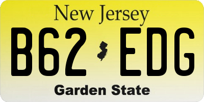 NJ license plate B62EDG