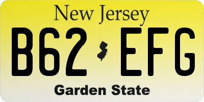 NJ license plate B62EFG
