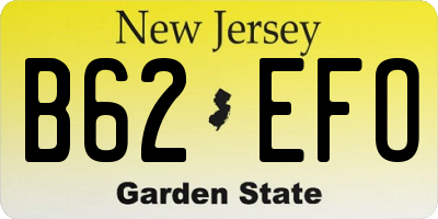 NJ license plate B62EFO