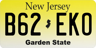 NJ license plate B62EKO