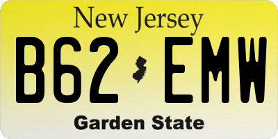 NJ license plate B62EMW