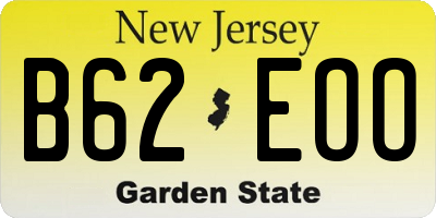 NJ license plate B62EOO