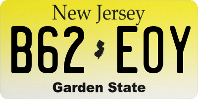 NJ license plate B62EOY
