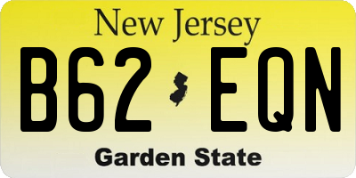 NJ license plate B62EQN