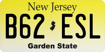 NJ license plate B62ESL