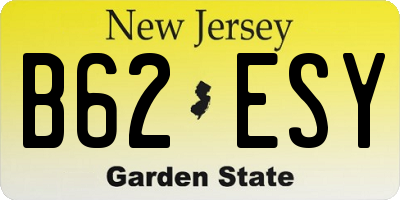 NJ license plate B62ESY