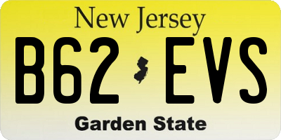 NJ license plate B62EVS