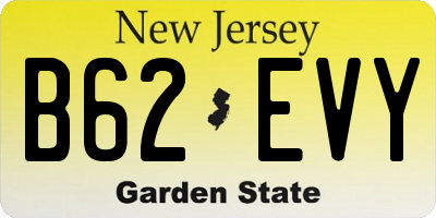 NJ license plate B62EVY