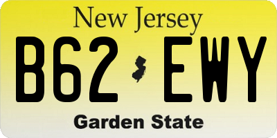 NJ license plate B62EWY