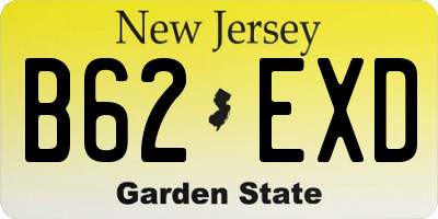 NJ license plate B62EXD