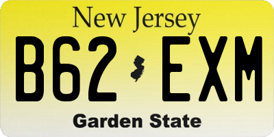NJ license plate B62EXM