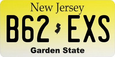 NJ license plate B62EXS