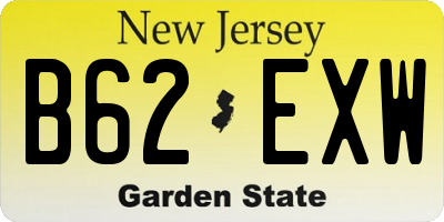 NJ license plate B62EXW