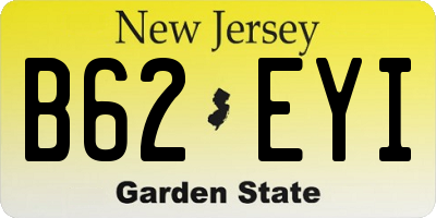 NJ license plate B62EYI