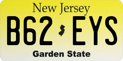 NJ license plate B62EYS