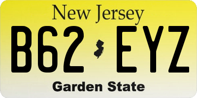 NJ license plate B62EYZ
