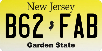 NJ license plate B62FAB