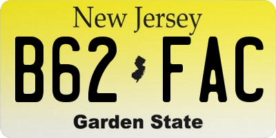 NJ license plate B62FAC