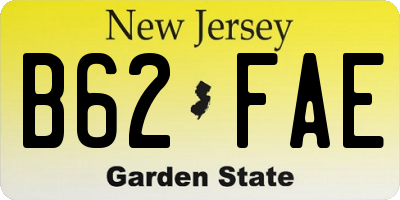 NJ license plate B62FAE