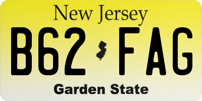 NJ license plate B62FAG