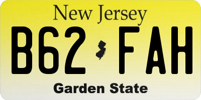 NJ license plate B62FAH