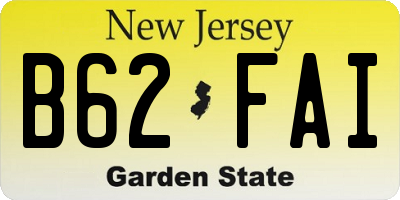 NJ license plate B62FAI