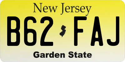 NJ license plate B62FAJ