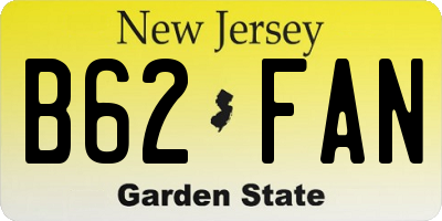 NJ license plate B62FAN