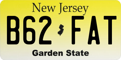 NJ license plate B62FAT