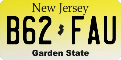NJ license plate B62FAU