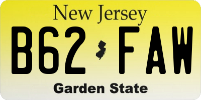 NJ license plate B62FAW