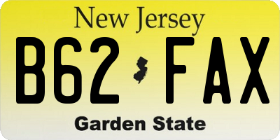 NJ license plate B62FAX