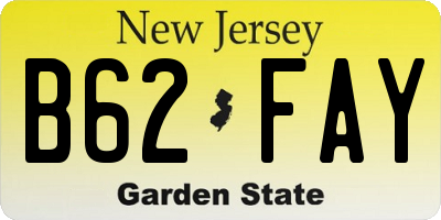 NJ license plate B62FAY
